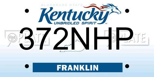 372NHP Kentucky License Plate