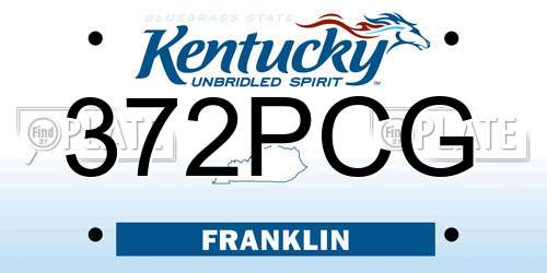 372PCG Kentucky License Plate