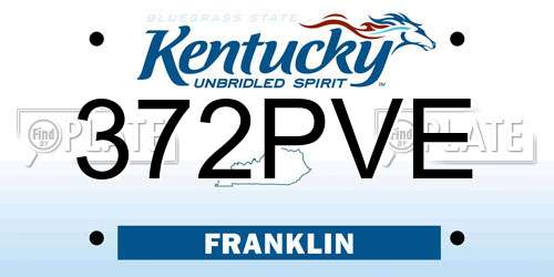 372PVE Kentucky License Plate