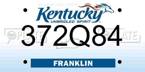 372Q84 Kentucky License Plate