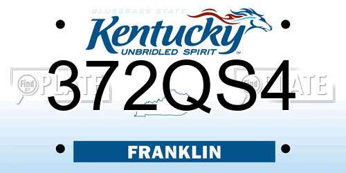 372QS4 Kentucky License Plate