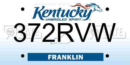 372RVW Kentucky License Plate