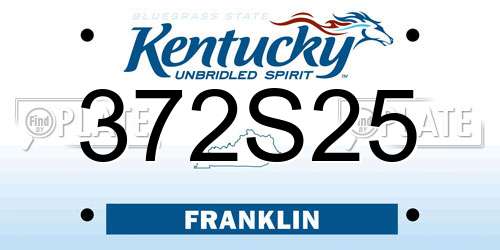 372S25 Kentucky License Plate