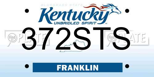 372STS Kentucky License Plate