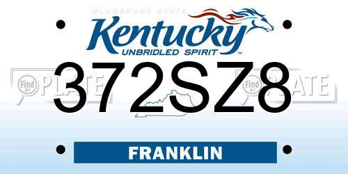 372SZ8 Kentucky License Plate