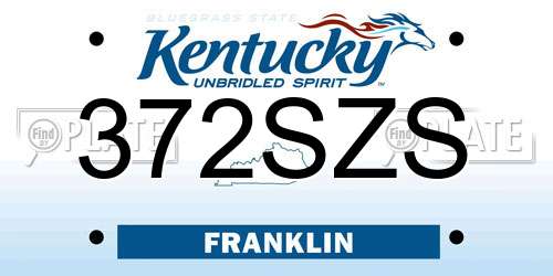 372SZS Kentucky License Plate