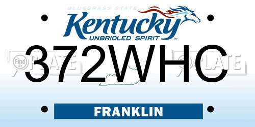 372WHC Kentucky License Plate