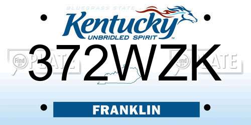 372WZK Kentucky License Plate