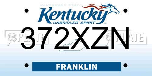 372XZN Kentucky License Plate