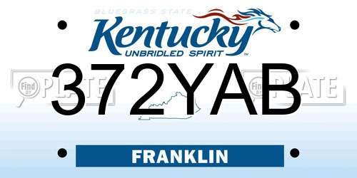372YAB Kentucky License Plate