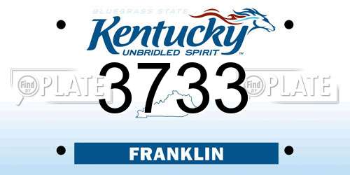 3733 Kentucky License Plate