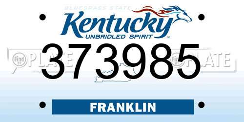 373985 Kentucky License Plate