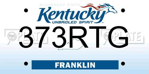 373RTG Kentucky License Plate