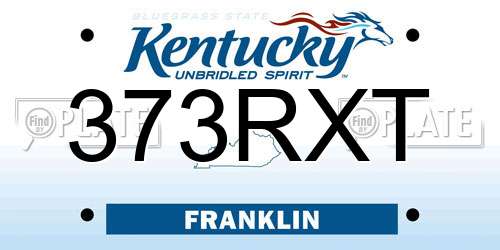 373RXT Kentucky License Plate