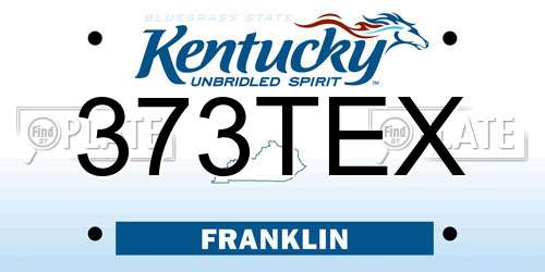373TEX Kentucky License Plate