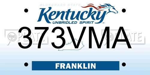373VMA Kentucky License Plate