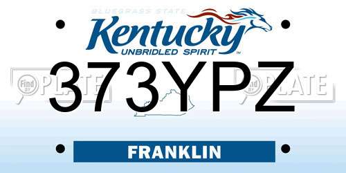 373YPZ Kentucky License Plate