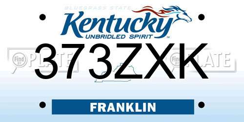 373ZXK Kentucky License Plate
