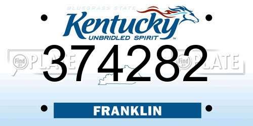 374282 Kentucky License Plate