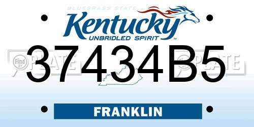 37434B5 Kentucky License Plate