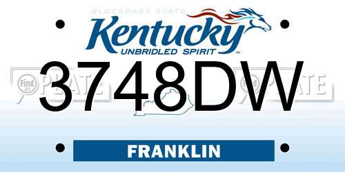 3748DW Kentucky License Plate