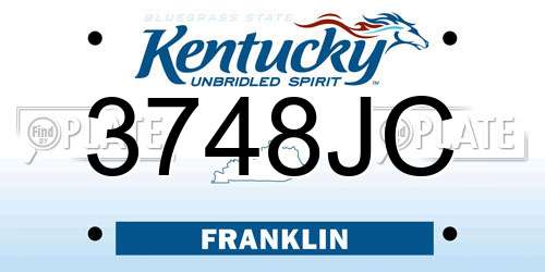 3748JC Kentucky License Plate