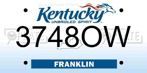 3748OW Kentucky License Plate
