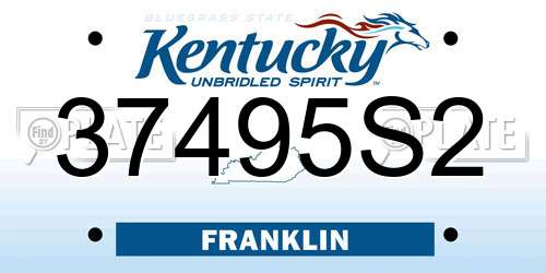 37495S2 Kentucky License Plate