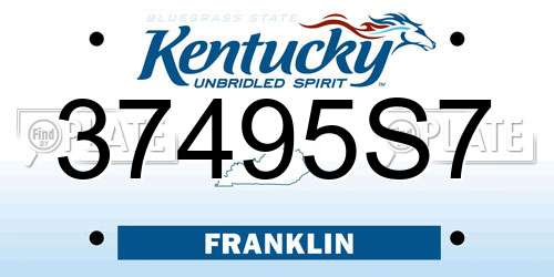 37495S7 Kentucky License Plate