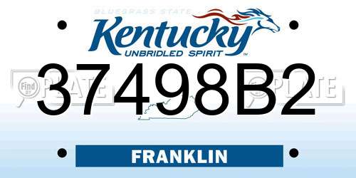 37498B2 Kentucky License Plate