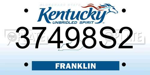 37498S2 Kentucky License Plate