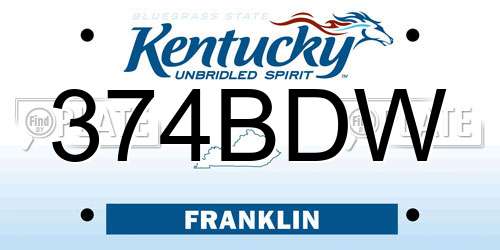 374BDW Kentucky License Plate