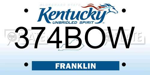 374BOW Kentucky License Plate