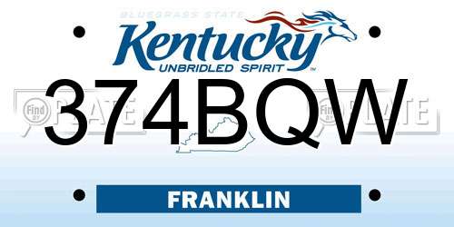374BQW Kentucky License Plate