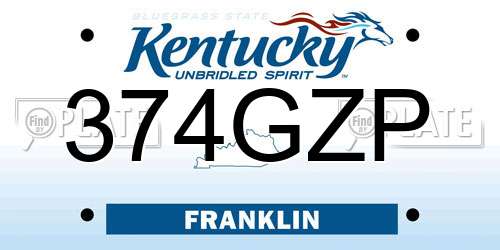 374GZP Kentucky License Plate
