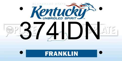 374IDN Kentucky License Plate