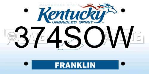 374SOW Kentucky License Plate