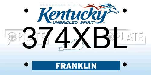 374XBL Kentucky License Plate