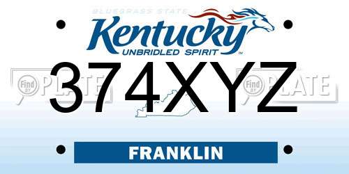 374XYZ Kentucky License Plate