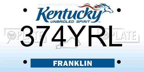 374YRL Kentucky License Plate