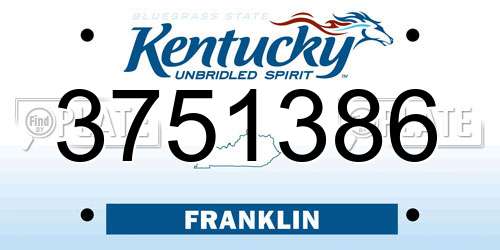 3751386 Kentucky License Plate