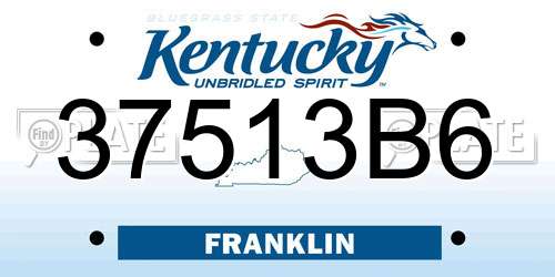 37513B6 Kentucky License Plate