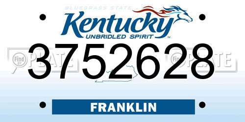 3752628 Kentucky License Plate