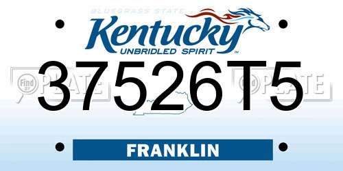37526T5 Kentucky License Plate