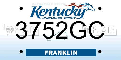 3752GC Kentucky License Plate