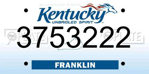 3753222 Kentucky License Plate