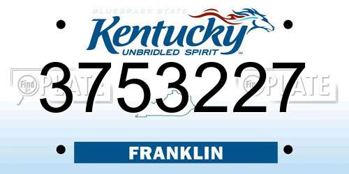 3753227 Kentucky License Plate