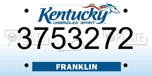 3753272 Kentucky License Plate