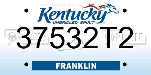 37532T2 Kentucky License Plate