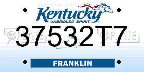 37532T7 Kentucky License Plate